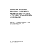 Cover page of Impact of Two-way Bilingual Elementary Programs on Students’ Attitudes Toward School and College