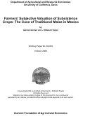 Cover page of Farmers' Subjective Valuation of Subsistence Crops: The Case of Traditional Maize in Mexico