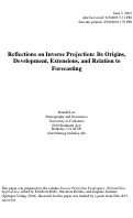 Cover page of Reflections on Inverse Projection: Its Origins, Development, Extensions, and Relation to Forecasting