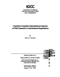 Cover page of Cognitive-Linguistic-Organizational Aspects of Field Research in International Relations. Working Paper No. 5, First Annual Conference on Discourse, Peace, Security and International Society
