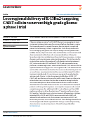 Cover page of Locoregional delivery of IL-13Rα2-targeting CAR-T cells in recurrent high-grade glioma: a phase 1 trial