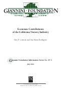 Cover page of Economic Contributions of the California Nursery Industry