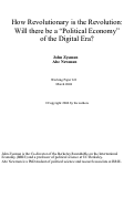 Cover page of How Revolutionary is the Revolution: Will there be a "Political Economy" of the Digital Era?