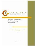 Cover page of Analysis of Assembly Bill 513, Health Care Coverage: Breastfeeding