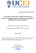 Cover page of An Analysis of Measures to Reduce the Life-Cycle Energy Consumption and Greenhouse Gas Emissions of California's Personal Computers