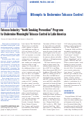 Cover page of Attempts to undermine tobacco control: tobacco industry "youth smoking prevention" programs to undermine meaningful tobacco control in Latin America