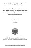 Cover page of Credit Constraints and Productivity in Peruvian Agriculture