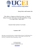 Cover page of The Effect of Improved Fuel Economy on Vehicle Miles Traveled: Estimating the Rebound Effect Using U.S. State Data, 1966-2001