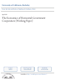 Cover page of The Economics of Horizontal Government Cooperation
