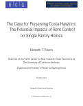 Cover page of The Case for Preserving Costa-Hawkins - The Potential Impacts of Rent Control on Single Family Homes