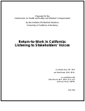 Cover page of Return-to-Work in California: Listening to Stakeholders' Voices