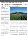 Cover page of Immigrant Female Farmworkers in California Need Greater Protection Against Sexual Harrasment