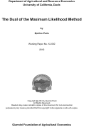 Cover page of The Dual of the Maximum Likelihood Method