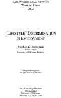 Cover page of 'Lifestyle' Discrimination in Employment